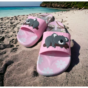 Kadın Koala Detaylı Kaymaz Plastik Havuz Deniz Banyo Balkon Terliği Renkli Tasarım