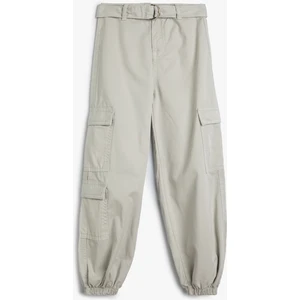 Jogger Pantolon Kargo Cepli Kemer Detaylı Pamuklu
