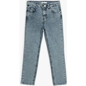 Kot Pantolon Ayarlanabilir Lastikli Pamuklu - Slim Jean