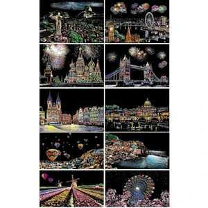 Sihirli Gökkuşağı Kazıma Kağıdı A4 10 Yaprak 1 Paket A 4 20 x 30 cm Siyah Sihirli Kağıt Rainbow Paper