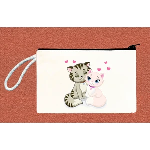 Aşıkkediler Baskılı Pamuklu Ham Bez Cüzdan (18X12CM)