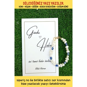 20 Adet Incili Nazar Boncuklu Bileklik - Kına Hediyesi - Nikah Hediyesi - Bride Hediye- Bebek Hediye