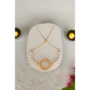 Minimalist Tasarım Gerçek Incili Çeyrekli Bileklik, Asansörlü Bileklik, Incili Altın Bileklik, Çeyrek Altın Bileklik, Gerçek Incili Çeyrek Bileklik,asansör Bileklik,