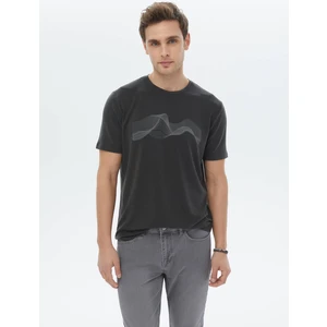 Antrasit Baskılı Bisiklet Yaka T-Shirt