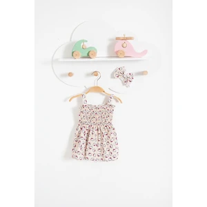 Hello Kitty Görselli Bandanalı Yazlık Bebek Elbise-Bej