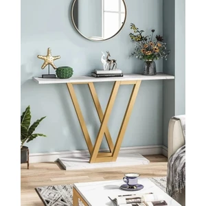 Tino Furniture Paris Gold Metal Beyaz Mermer Desenli Dresuar