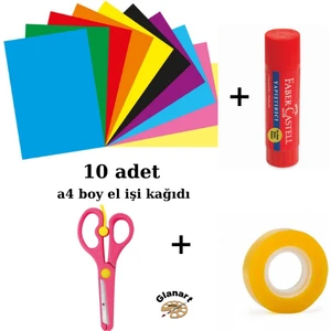 El Işi Kağıdı Yapıştırma Seti Makas+Bant+Stick Yapıştırıcı  Set Bayan
