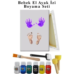 Parmak Boyası Bebek El Ayak Izi Tuval 25X35 cm  Boyama Seti  (Yıkanabilir)