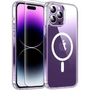 iPhone 14 Pro Magsafe Şeffaf Kılıf & Cam Ekran Koruyucu (2'li Paket)