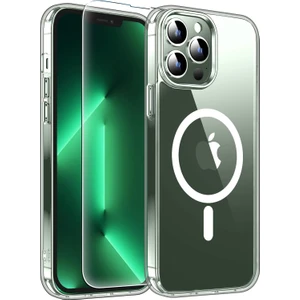 iPhone 13 Pro Max Magsafe Şeffaf Kılıf & Cam Ekran Koruyucu (2'li Paket)