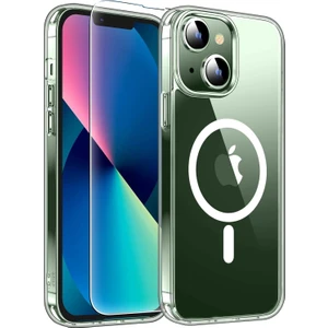 iPhone 13 Magsafe Şeffaf Kılıf & Cam Ekran Koruyucu (2'li Paket)