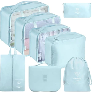 8 Parçalı Seyahat Organizer, Valiz Düzenleyici, Tatil ve Seyahat Için Bavul Organizer, Packing Cubes Seti Travel Organizer, Organizer Çanta - Mavi Göl (Yurt Dışından)