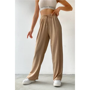 Kadın Yüksek Bel Bürümcük Rahat Palazzo Pantolon