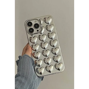 Apple iPhone 15 Pro Max Uyumlu Silver 3D Kalpli Telefon Kılıfı