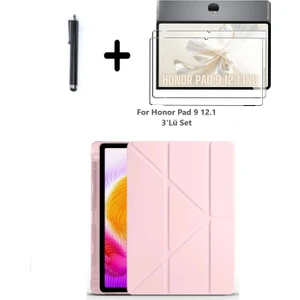 TEKNETSTORE Honor Pad 9 12.1 Inç Uyumlu Kalem Bölmeli Standlı Silikon Kılıf + Ekran Koruyucu + Kalem 3'lü Set