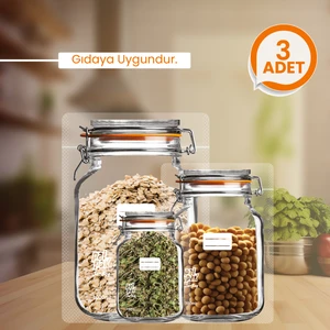 Klips Kapaklı Kavanoz Görünümlü Saklama Poşeti - 3 Adet (1 Büyük 1000ML,1 Orta 700ML,1 Küçük 200ML)