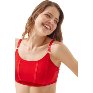 Kırmızı Pamuklu Ayarlanabilir Askılı Kadın Bralet Büstiyer