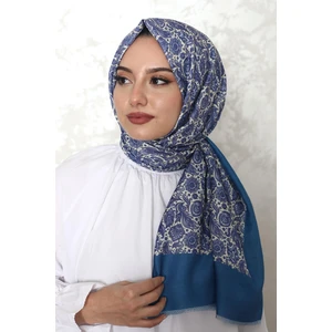 Çiçek Desen Turkuaz Pamuk Şal