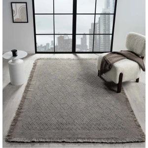 Carpetrium Home Antique Prm Stone - Dört Tarafı Saçaklı Pamuklu Yıkanabilir Kilim