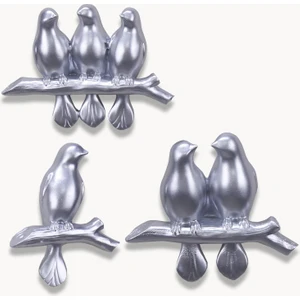 Mary 3'lü Dekoratif Kuş Gümüş