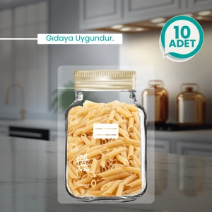 Büyük Boy Altınyaldız Metal Kapaklı Kavanoz Görünümlü Saklama Poşeti 10 Adet 1000 ml