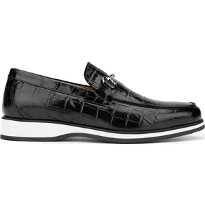 Tamer Tanca Erkek Deri Siyah Kroko Loafer Ayakkabı 183 30351 Erk Ayk Y24 Sıyah Kroko