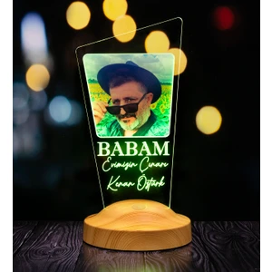 Sevgi Lambası Resimli Babaya Hediye, Babalar Günü Hediyesi, Babama Hediye, Baba, Fotoğraflı Renkli LED Lamba Totem Şeklinde