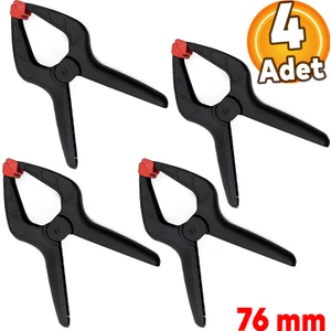 4 Adet Yaylı Kıskaç Klips Mandal Hobi Mini El Tip İşkence Aleti Seti 76 Mm (3" İnç)