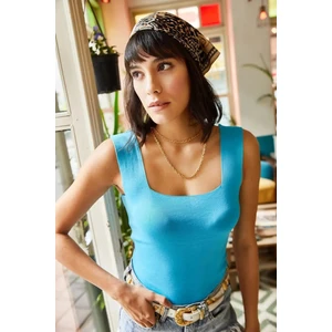 Işılda Fashion Kadın Kare Yaka Triko Bluz