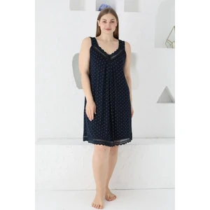 Lagertha By Intensive Kadın Puantiyeli Dantelli Büyük Beden Askılı Gecelik