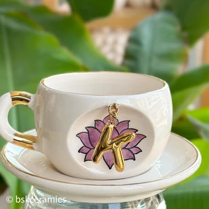 Bsk Ceramics Handmade Harfli Lotus Çay Fincanı “ınner Peace”