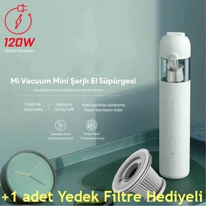 Mi Vacuum Mini Şarjlı El Süpürgesi 120 Watt Mijia Global Versiyon Çift Kademe+ Yedek Filtre