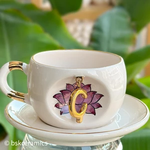 Bsk Ceramics Handmade Harfli Lotus Çay Fincanı “ınner Peace”