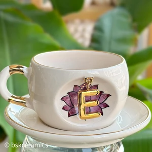 Bsk Ceramics Handmade Harfli Lotus Çay Fincanı “ınner Peace”