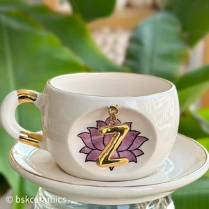 BSK Ceramics Handmade Harfli Lotus Çay Fincanı “ınner Peace”