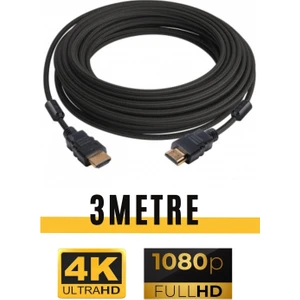 Ultra Hd 4K HDMI Kablosu 3metre Yüksek Hızlı Hı-Speed 3.0 Çift Kat 1.sınıf Örgülü HDMI Kablo