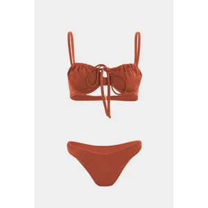 Açelya Okcu Premium Büzgü Detaylı Luna Slim Fit Kadın Bikini Üstü