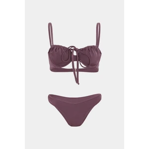 Açelya Okcu Premium Büzgü Detaylı Luna Slim Fit Kadın Bikini Üstü