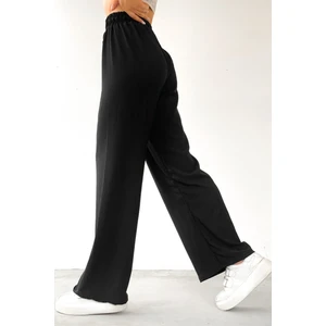 Kadın Beli Lastikli Yazlık Dokulu Bürümcük Palazzo Pantolon