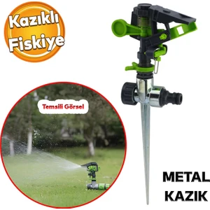 Hareketli Vurmalı Tabanca Metal Kazıklı Toprağa Gömmeli Su Fıskiyesi Bahçe Çim Sulama Aparatı