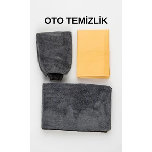 Oto Temizlik Mikrofiber Oto Yıkama Paketi Araç Kurulama Havlusu Cam Bezi Araba Yıkama Eldiveni Seti