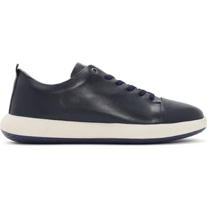 Erkek Lacivert Bağcıklı Deri Sneaker 24SFD624318