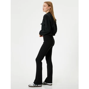 Ispanyol Paça Tayt Pantolon Nervürlü Yüksek Bel Slim Fit