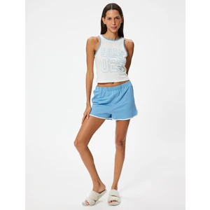 Şortlu Pijama Takımı Kolsuz Baskılı Pamuklu