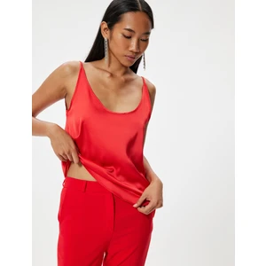 Saten Bluz Kolsuz U Yaka Slim Fit