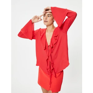 Fırfırlı Gömlek Dökümlü Ispanyol Uzun Kol Bağlamalı