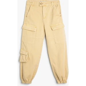 Jogger Kargo Cepli Pantolon Düğmeli Pamuklu