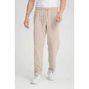 Aerobin Keten Baggy Kalıp Pantolon - Bej