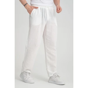 Aerobin Kumaş Baggy Kalıp Pantolon - Beyaz
