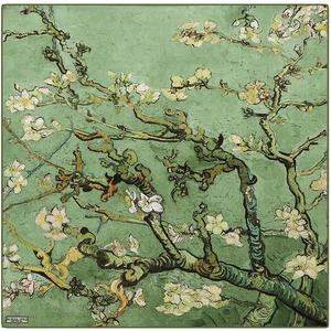 Bursa İpek Çimen Yeşil Badem Çiçeği Ipek Mendil